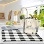 White and Black Buffalo Plaid Dish Drying Mat 16x18 - Image 5