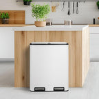 16 Gal Dual Trash Can, Stainless Steel Kitchen Garbage Bin, Recycle Dustbin - Image 9