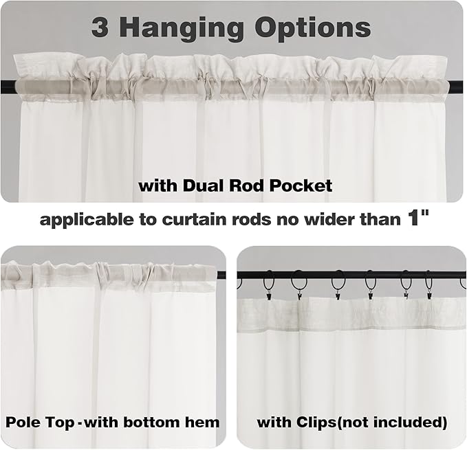 Chyhomenyc Extra Long Ivory Sheer Curtains 120 Inches Long 2 Panels, Light - Image 3