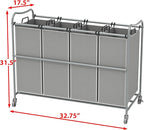 Simple Houseware 4-Bag Heavy Duty Laundry Sorter Rolling Cart - Image 2