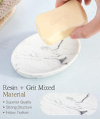 Luxspire Soap Dish, Resin Soap Tray Soap Holder Container Box, Marble Pattern - Image 2