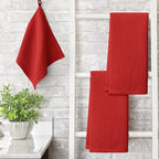 Artoid Mode 100% Cotton Dark Red Waffle Weave Kitchen Dish Cloths, 13x28 Inch - Image 2