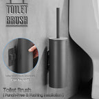 Stainless Steel Toilet Brush and Holder Set, No-Punch Hook Base Dual Purpose - Image 2