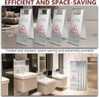 4 Pcs Stainless Steel Wet Floor Caution Sign, 24 Inch Portable Handle Bilingual - Image 6