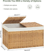 Storage Basket with Lid Rattan Woven Storage Baskets with 2 Separate Lids - Image 4
