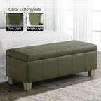 51" Faux Leather Storage Ottoman, Stitch Tufted Rectangle Upholstered End of - Image 8