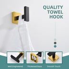 Angle Simple Towel Hook Black & Gold, Stainless Steel Bathroom Towel Holder - Image 7