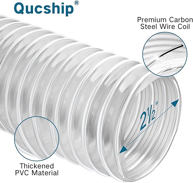 Heavy PVC Dust Collection Hose 2 1/2" x 20', Puncture Resistant PVC Dust - Image 2