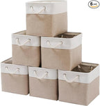 Mangata Canvas Storage Boxes, 13 Inch Cube Storage Bins Set of 6, Fabric Baskets by Mangata