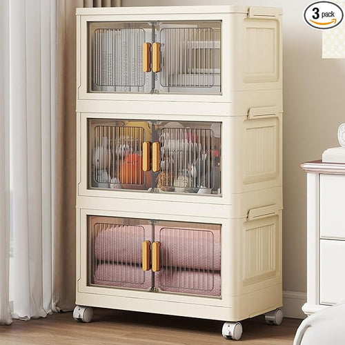 3 Tier Stackable Plastic Storage Bins by Unknown