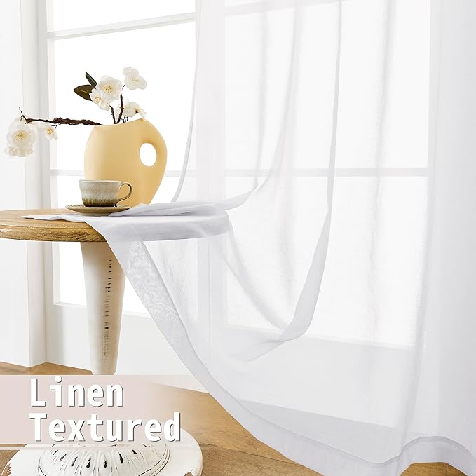 Tollpiz Short Sheer Door Curtains Closet Linen Textured Curtains Sheer Doorway - Image 4