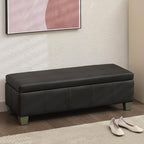 51 Inch Black Faux Leather Ottoman - Image 7