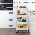 elabo 4-Tier Metal Mesh Utility Rolling Cart, Storage Organizer Trolley - Image 4
