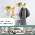 Angle Simple Double Towel Hook Brushed Gold 2 PCS, SUS304 Stainless Steel - Image 3