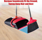Broom and Dustpan Set with Long Handle – Upright Standing Broom Combo with - Image 4