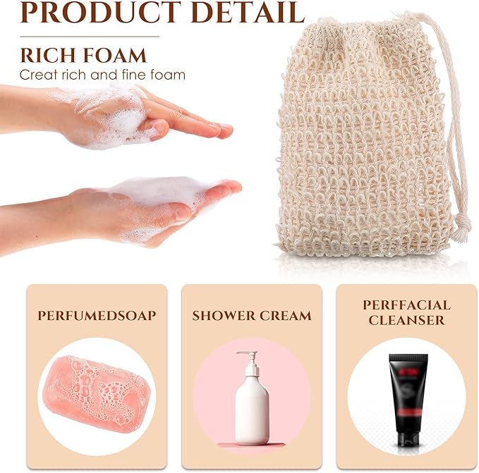 Rtteri 200 Pcs Soap Exfoliating Bag, Natural Sisal Soap Pouch Saver Body Shower - Image 3