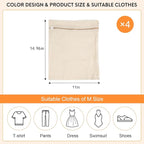 4-Piece Medium Durable Organic Cotton Mesh Laundry Bags - Image 4
