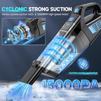 Handheld Vacuum Cordless, 15000PA Strong Suction Hand Held Car Vacuum Cleaner - Image 2
