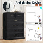 6 Drawer Dresser for Bedroom, Rustic Farmhouse Dresser - Image 7