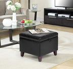 Adeco Storage Ottoman Foot Rest Stool, Leather Ottoman Footstool - Image 2