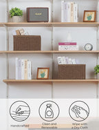 StorageWorks Round Paper Rope Storage Baskets, Rectangular Wicker Baskets - Image 4