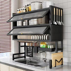 Dish Drying Rack 4 Tiers with Cover, Keep Kitchen Sink Shlef Organized by Unknown