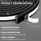 3Pcs×196" Wedge Weather Stripping Door Seal Strip - Image 3