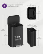 SONGMICS Kitchen Trash Can, 13-Gallon Garbage Can - Image 5