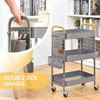 TOOLF 3-Tier Rolling Cart, Metal Utility Storage Cart - Image 4