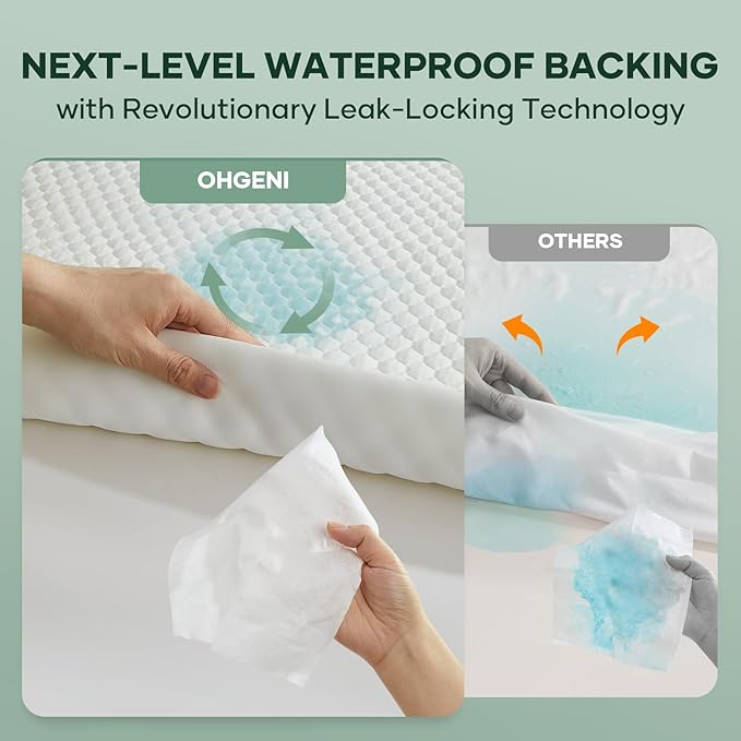 OhGeni 100% Waterproof Mattress Protector, Twin XL Size Mattress Pad, Fits - Image 3