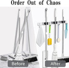 2 Pack 3 Racks and 4 Hooks Broom and Mop Holder Wall Mounted Garage Organizer - Image 6