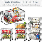 PUSDON Stackable Metal Storage Carts, Dual Use Shelf - Image 3