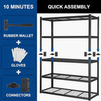 BILT HARD 60" W x 24" D Garage Shelving 3500 LBS, Heavy Duty 5-Tier Metal - Image 8