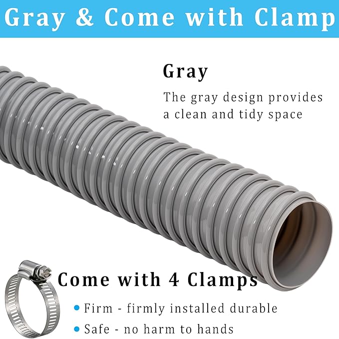 Dust Collection Hose 1.5 in × 10 ft Heavy Duty Flexible PVC Reinforced Thicken - Image 3