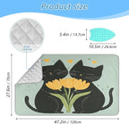 Black Cats Tulips Green Ironing Mat Thickened Ironing Blanket Travel Portable - Image 2