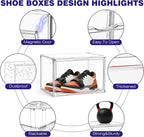 Shoe Storage 6 Pack, Acrylic Clear Shoe Storage Box Stackable Large Sneakers - Image 3