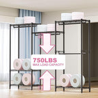 Heavy Duty Rolling Garment Rack 3 Tiers Adjustable Wire Shelving Clothes Rack - Image 4