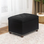 Joveco Storage Ottoman Bench, Rectangle 24″ Linen Foot Rest Stool Square - Image 4