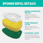 Heavy Duty Dishwand with Refills, Dish Wand Replacement Sponge Heads with Handle - Image 3
