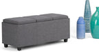SIMPLIHOME Avalon 42 Inch Wide Contemporary Rectangle Storage Ottoman in Slate - Image 10