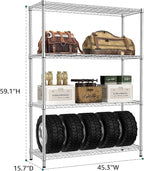 IZEUK 4-Tier Adjustable Heavy Duty Metal Wire Shelving Unit, Wide Storage Rack - Image 3
