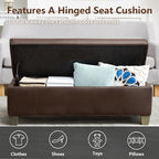 51 Inch Brown Faux Leather Ottoman - Image 6
