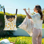 Yellow Floral Clothespin Bag Space-Saving Laundry Hanging Storage Organizer - Image 2