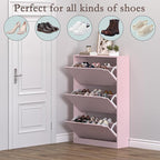 Shoe Cabinet with 3 Flip Drawers, Hidden Wood Shoe Cabinet, Freestanding Shoe - Image 4