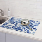 Chinoiserie Blue And White Floral Butterfly Dish Drying Mats - Image 7