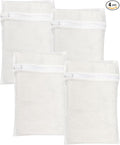 4 Piece White Small, Durable Organic Cotton Mesh Laundry Bag by NAHADS