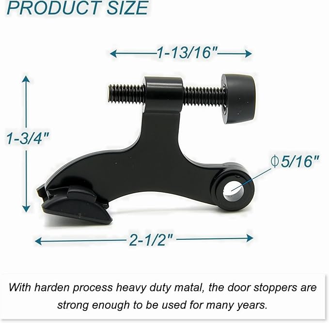 48Pack Hinge Pin Black Door Stopper, Adjustable Heavy Duty Hinge Pin Door Stop - Image 3