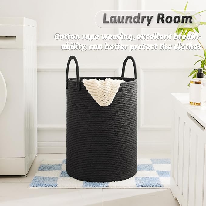 Laundry Basket, Woven Cotton Rope Laundry Hamper, 100L - Image 5