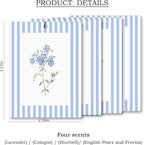 Rustic Blue Floral Car Air Freshener 4 Pcs, Preppy Blue Striped Flower Hanging - Image 4