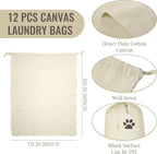 12 Pieces 28" x 36" Canvas Laundry Bags Bulk Large Cotton Laundry - Image 2